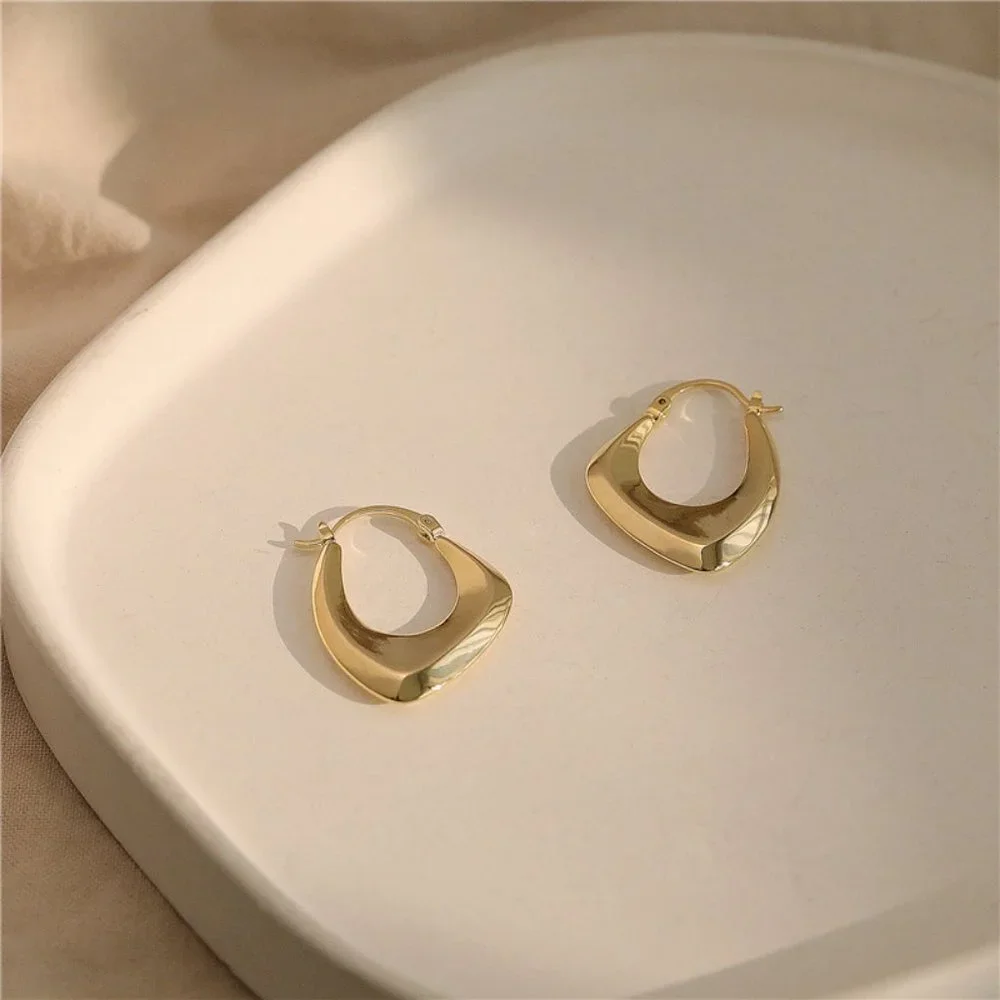 #NEW 925 Sterling Silver Geometric Hoop Earrings
